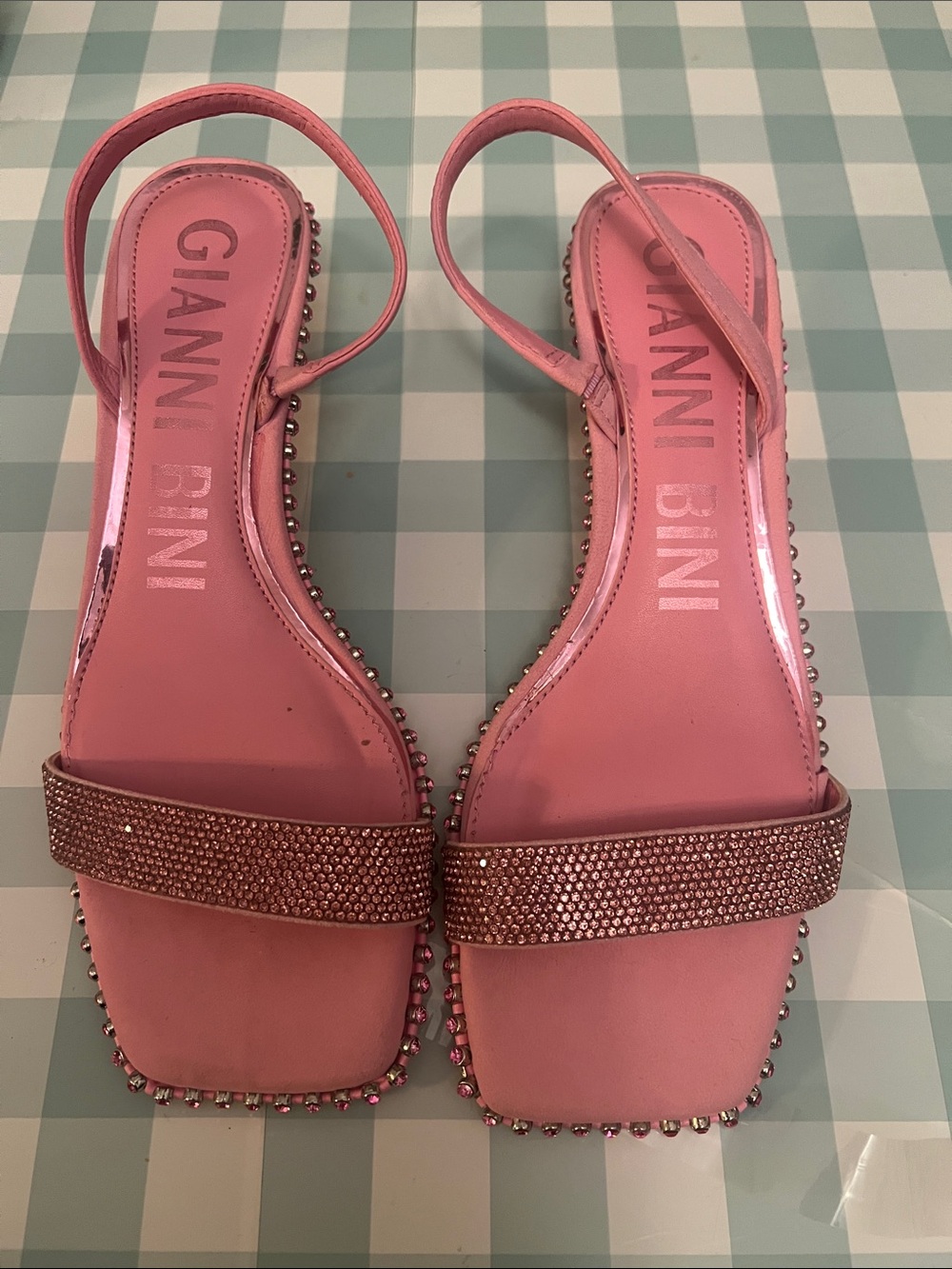 Gianni Bini Pink Rhinestone Strap Slingback Sandals